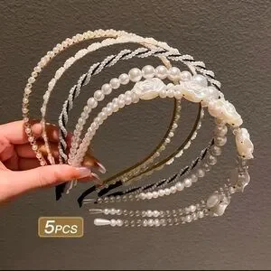 Accessories | Elegant Pearl And Floral Headband 5 Pcs Set 